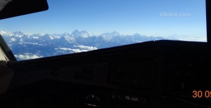 Viharin.com- Panoramic view of Mount Everest with Amadablam, Chamlang, Makalu and Kanchenjunga peaks