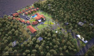 Viharin.com- Digital snap of aerial view of Kumarakom property