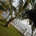 View of Vembanad lake from garden of Cocobay resort, Kerala- India