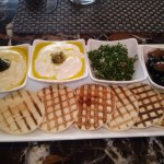 Viharin.com- Lebanese cuisine- Hummus, Lavna, Tabule, served with Pita bread