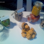 Viharin.com- Raw ingredients of eclairs like coconut, cumin powder, jaggery, ginger etc