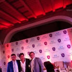 Viharin.com- Shah Rukh Khan with Mr. Amit Jain and Mr. Dhiraj Jain at the end of event of launch of Mahagun's M Collection
