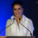 Viharin.com- Neha Dhupia speaking at the announcement of IIFA 2015