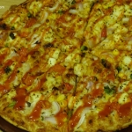 Vegetarian pizza with Kissan's Twist at Pizza Hut