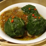 Viharin.com- Chicken wrapped in Pok Choi leaves with Sichuan Sauce