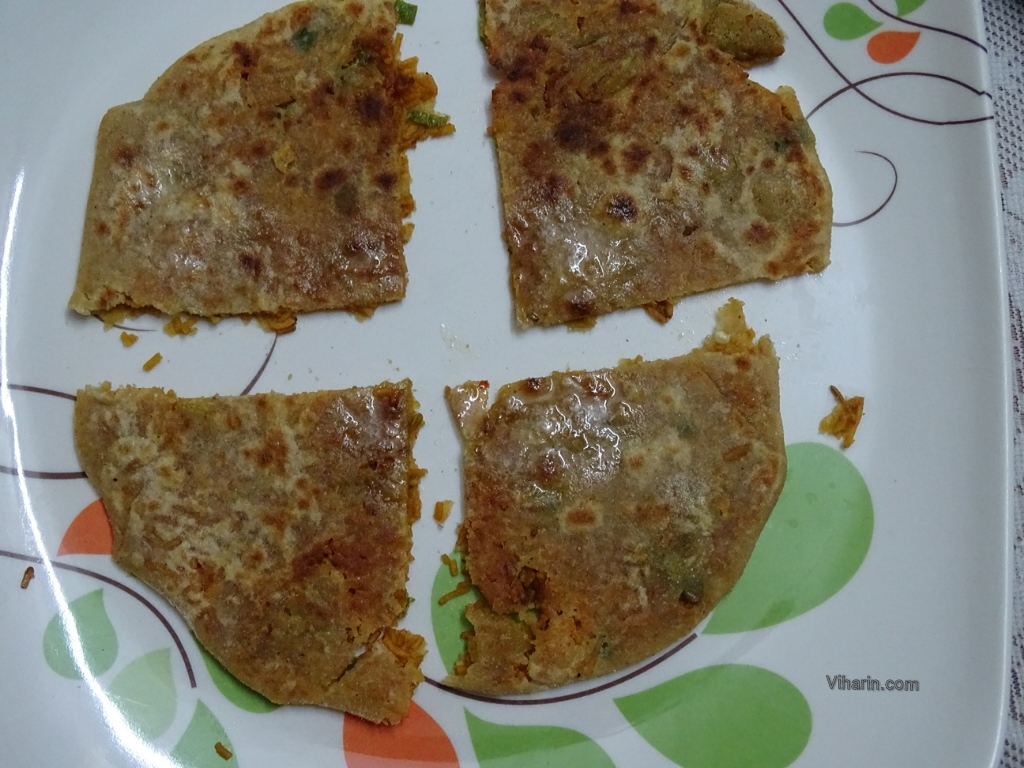 Viharin.com- Sliced Aalu Bhujia crunchy parantha (My culinary skills)
