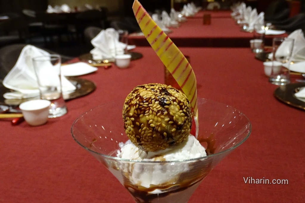 Viharin.com- Seasame dumpling with Vanilla Ice cream